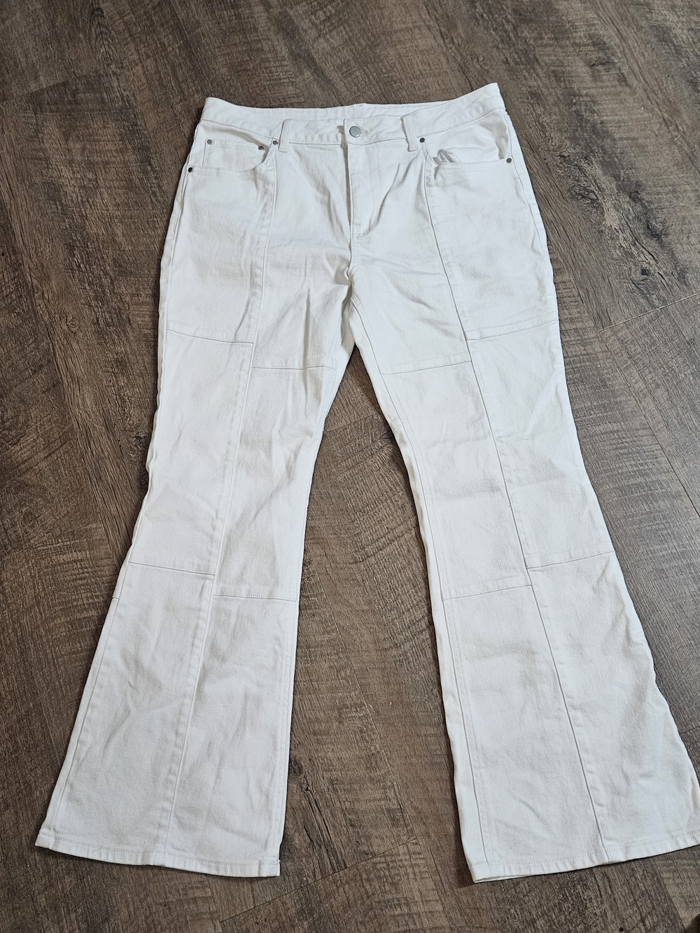 No Boundaries-Jr Size 17 White High-Rise Stretch Pieced Jeans